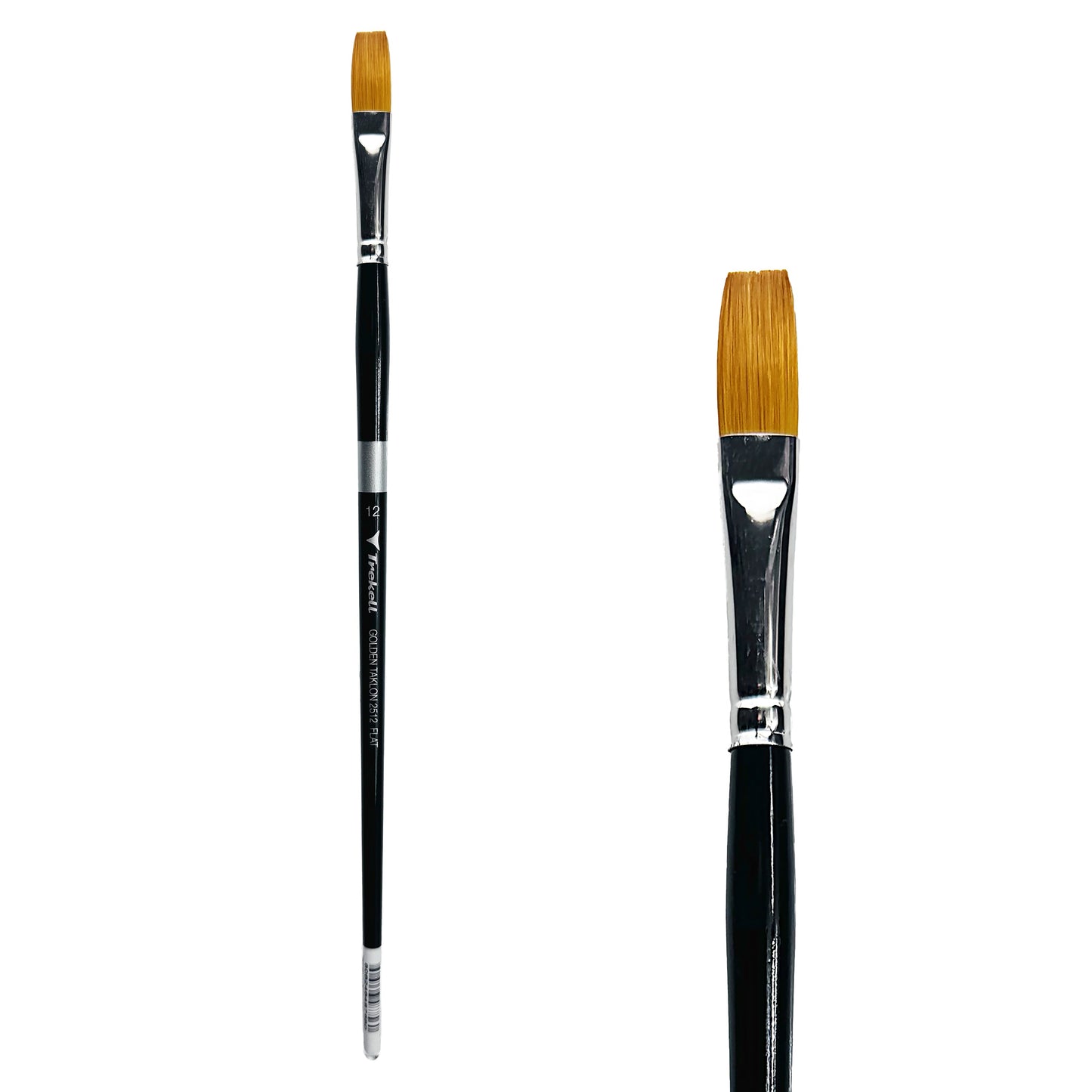 Trekell Golden Taklon #12 Flat Brush - Long Handle