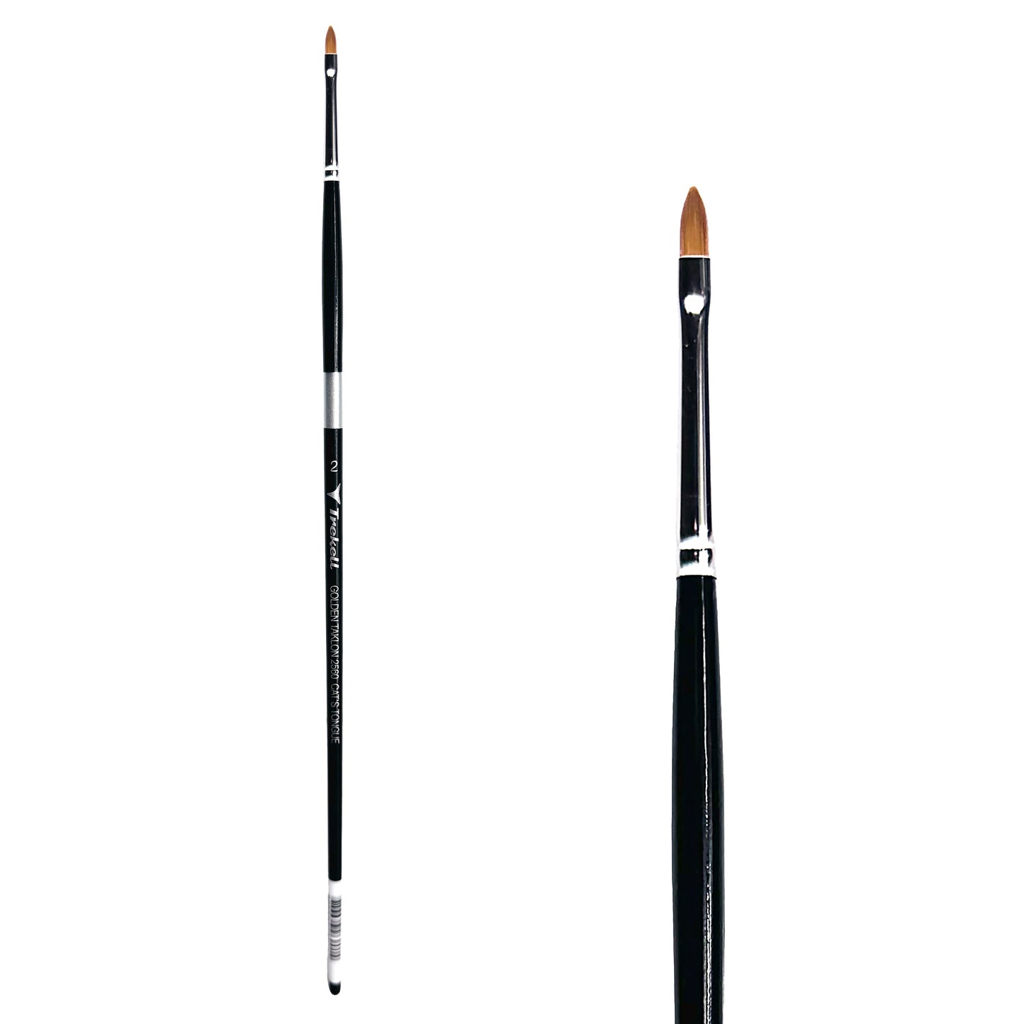 Trekell Golden Taklon #2 Cat's Tongue Brush - Long Handle