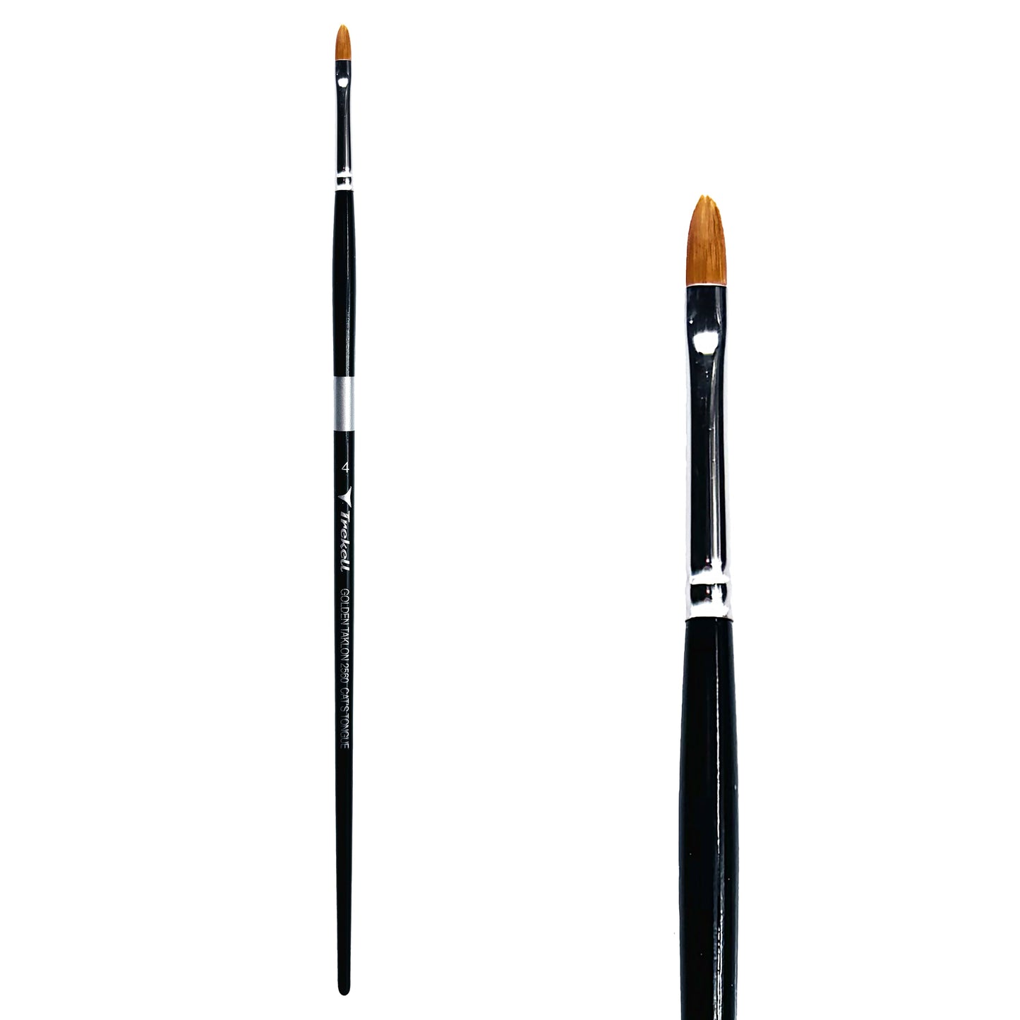 Trekell Golden Taklon #4 Cat's Tongue Brush - Long Handle
