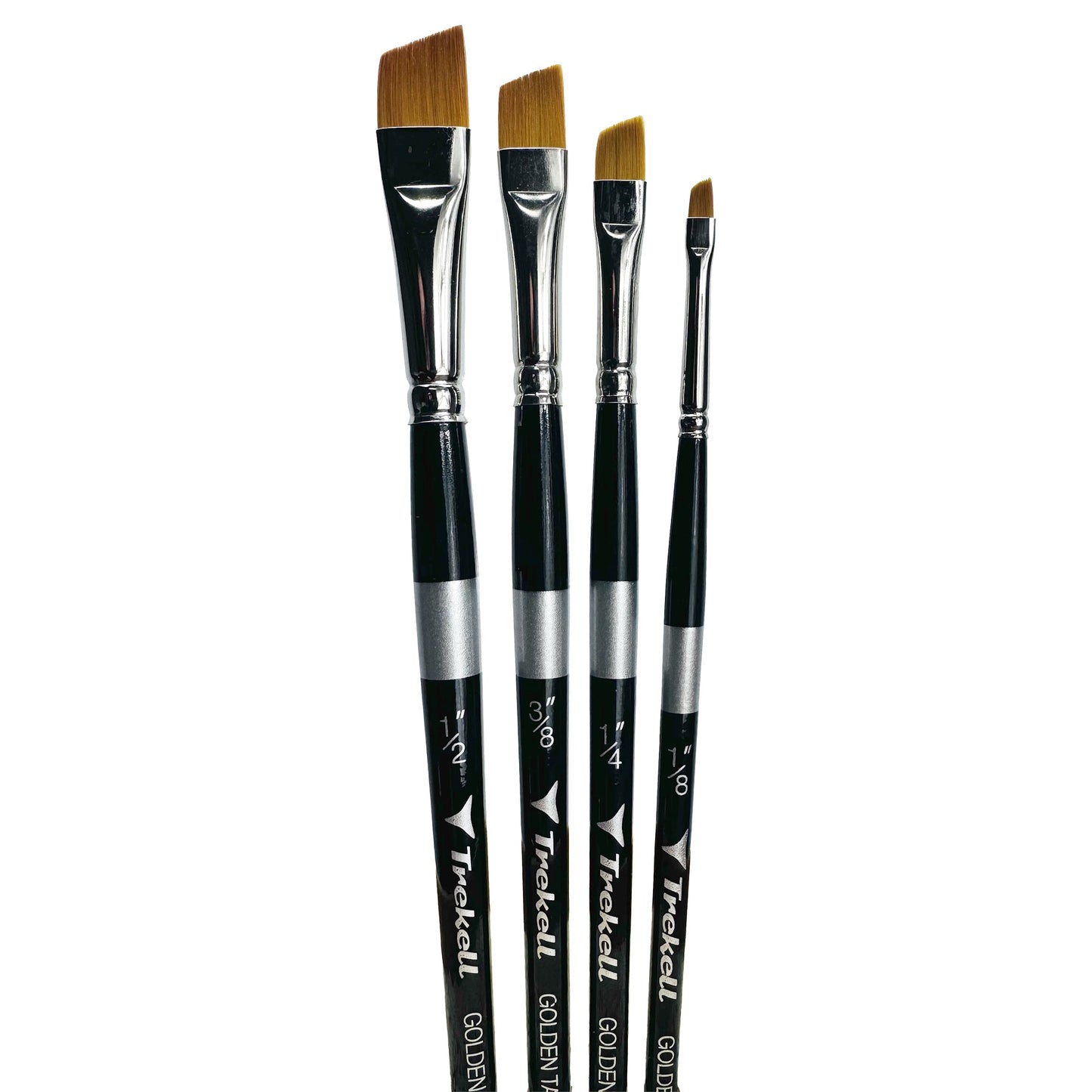 Trekell Golden Taklon Complete Angle Brush Set - Short Handle