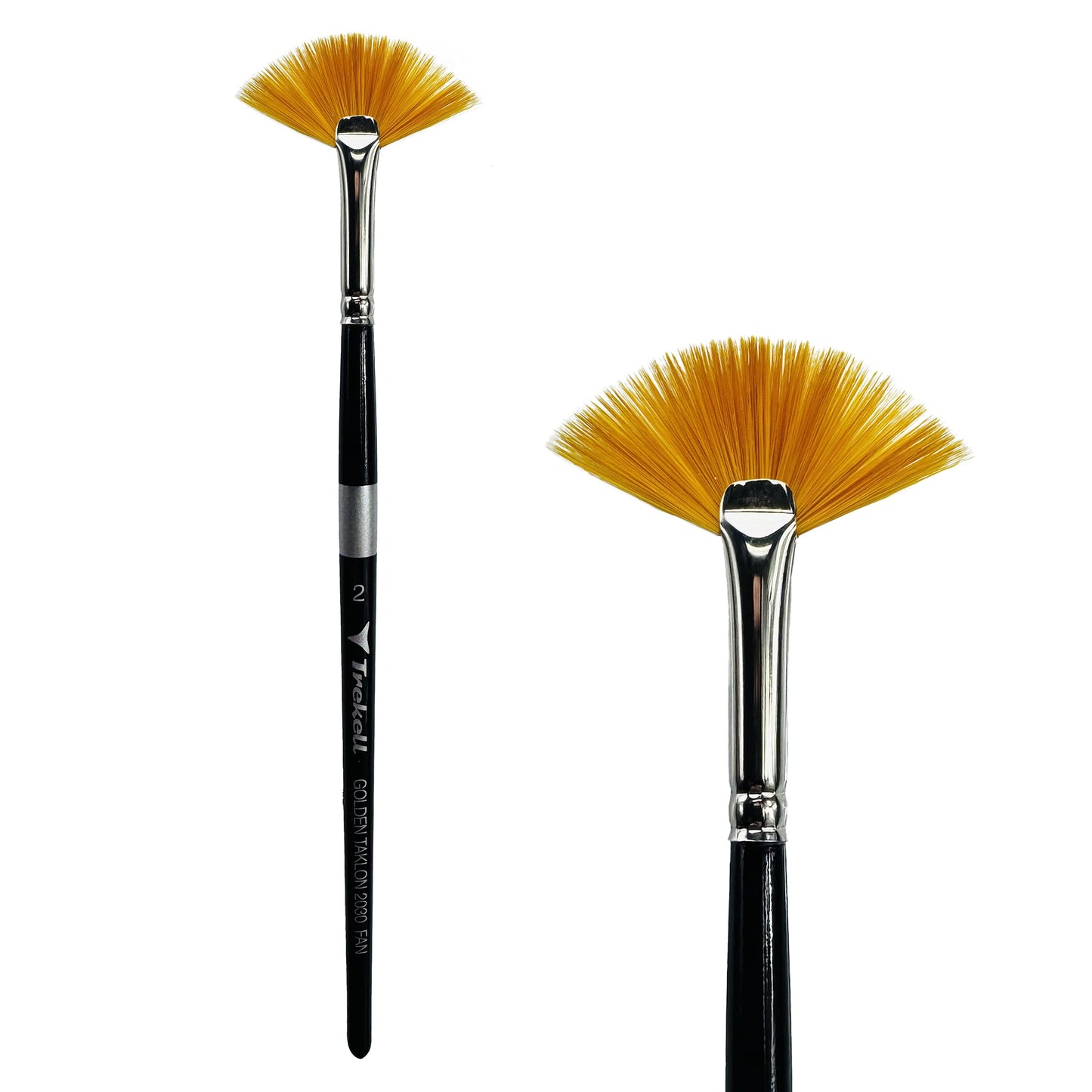 Trekell Golden Taklon #2 Fan Brush - Short Handle