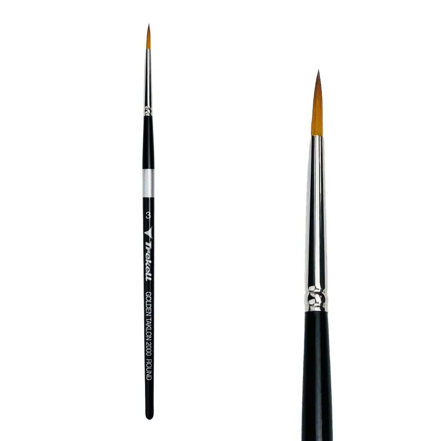 Trekell Golden Taklon #3 Round Brush - Short Handle