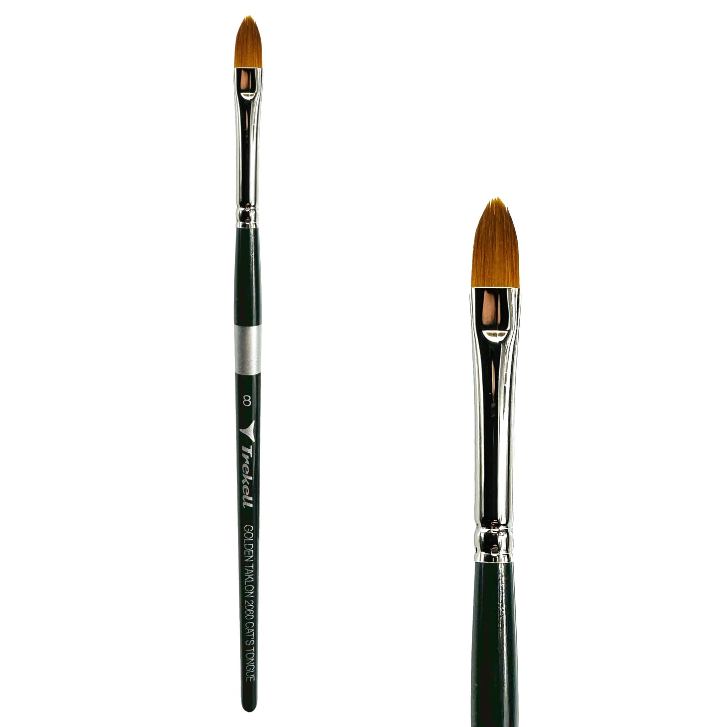 Trekell Golden Taklon #8 Cat's Tongue Brush - Short Handle