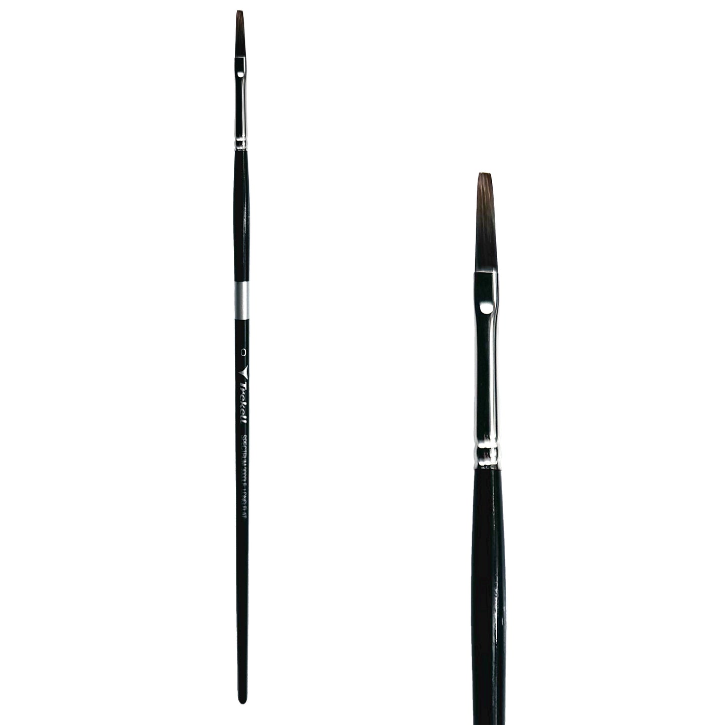 Trekell Spectrum #0 Long Flat Brush - Long Handle