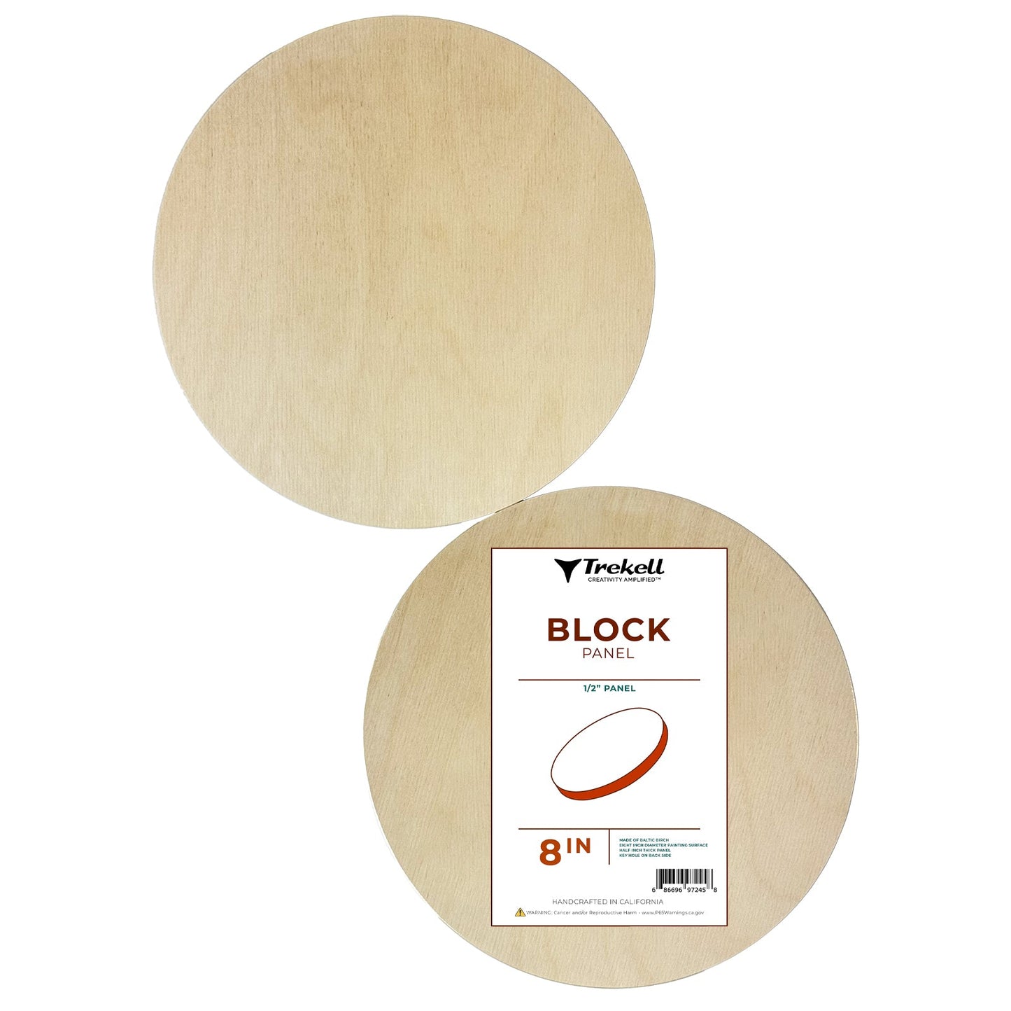 Trekell Unprimed Round Wood Panel - 1/2" Baltic Birch Circle Panel  - 8"
