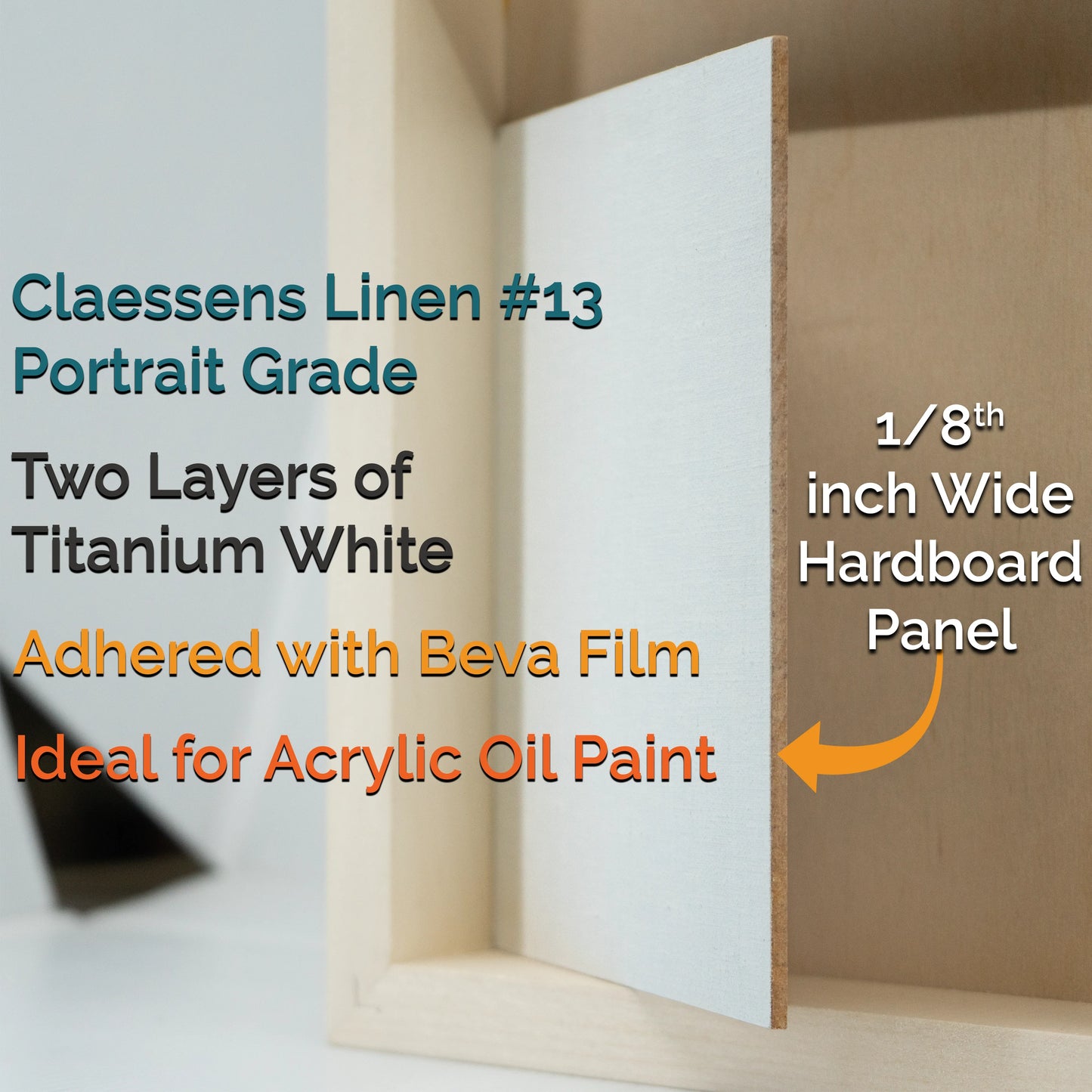 Trekell #113 Universal Primed Linen Panel - 1/8" Tempered Hardboard