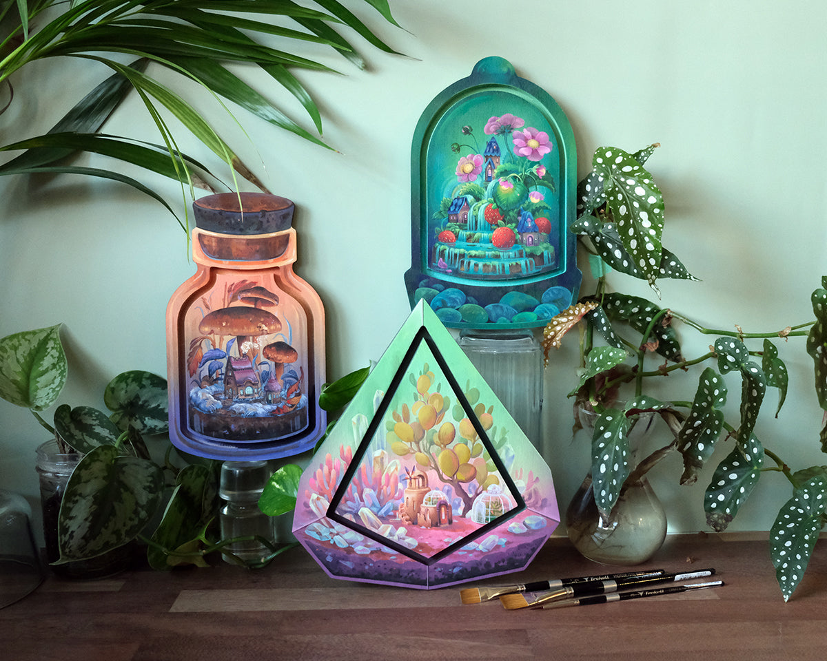 Trekell Bottle Terrarium Floater Panel - Wooden Painting Canvas