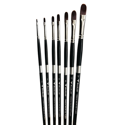 Trekell Crimson Taklon Complete Filbert Brush Set - Long Handle