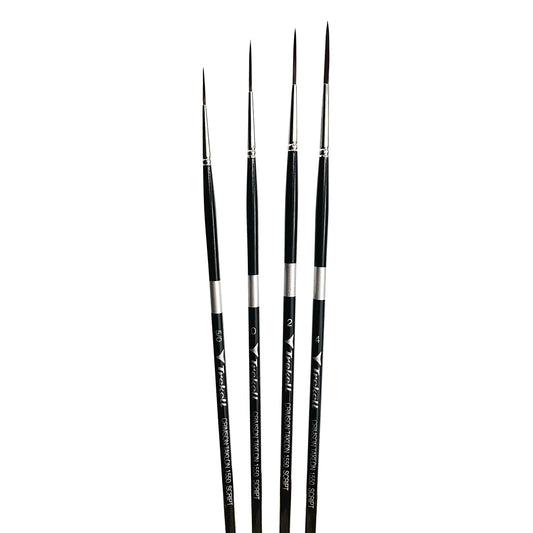 Trekell Crimson Taklon Complete Script/Rigger Brush Set - Long Handle