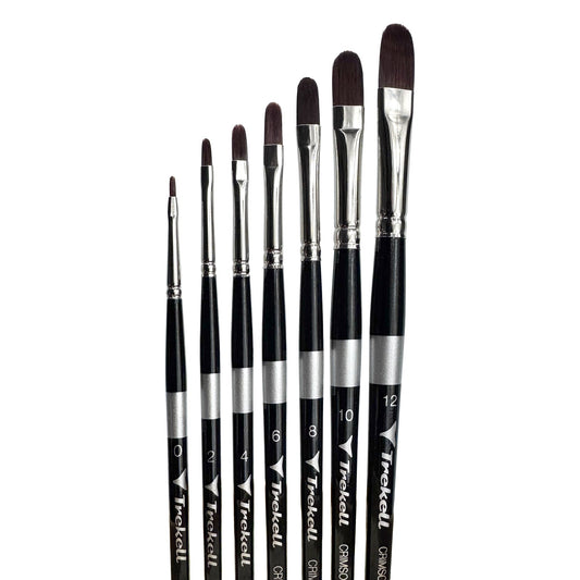Trekell Crimson Taklon Complete Filbert Brush Set - Short Handle