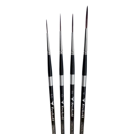 Trekell Crimson Taklon Complete Script/Rigger Brush Set - Short Handle