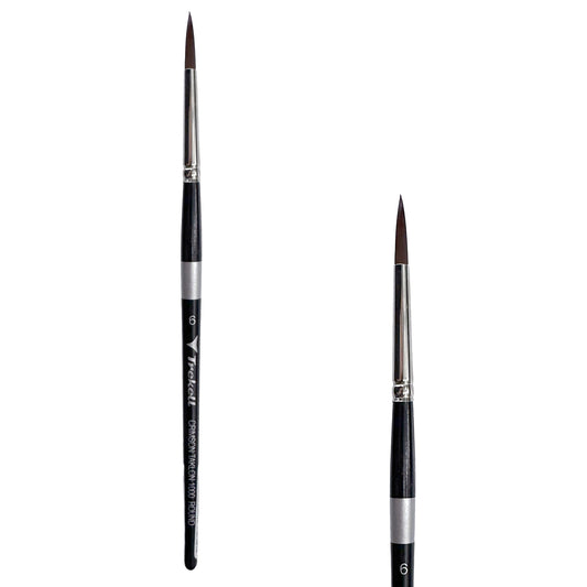 Trekell Crimson Taklon #6 Round Brush - Short Handle