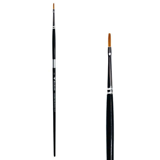 Trekell Golden Taklon #0 Flat Brush -  Long Handle