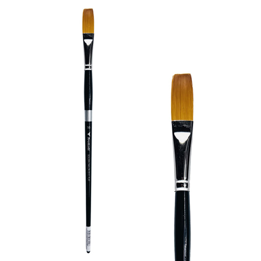 Trekell Golden Taklon #16 Flat Brush -  Long Handle