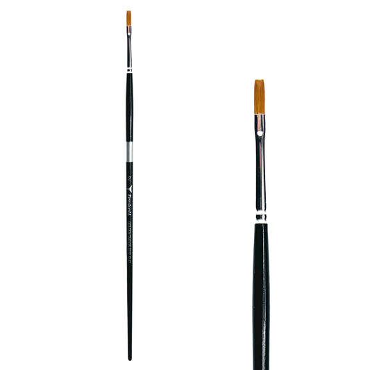 Trekell Golden Taklon #2 Flat Brush -  Long Handle