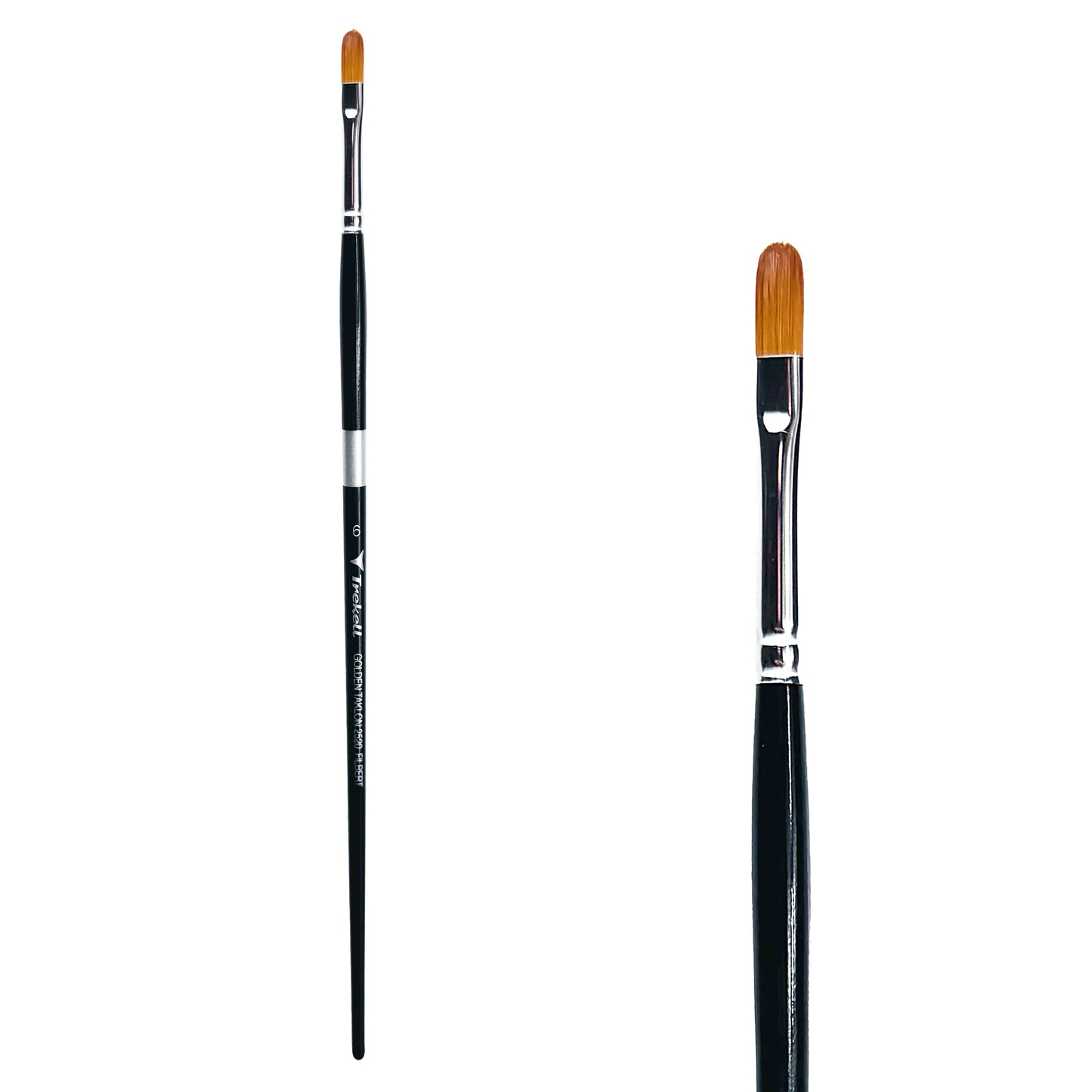 Trekell Golden Taklon #6 Filbert Brush -  Long Handle