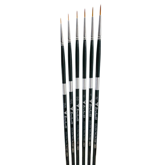Trekell Golden Taklon Complete Liner Brush Set - Long Handle