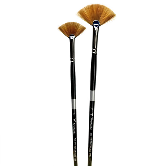 Trekell Golden Taklon Complete Fan Brush Set - Long Handle