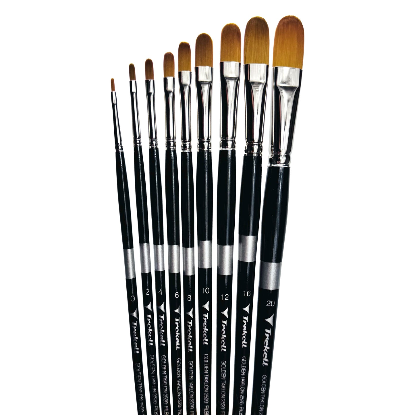 Trekell Golden Taklon Complete Filbert Brush Set - Long Handle