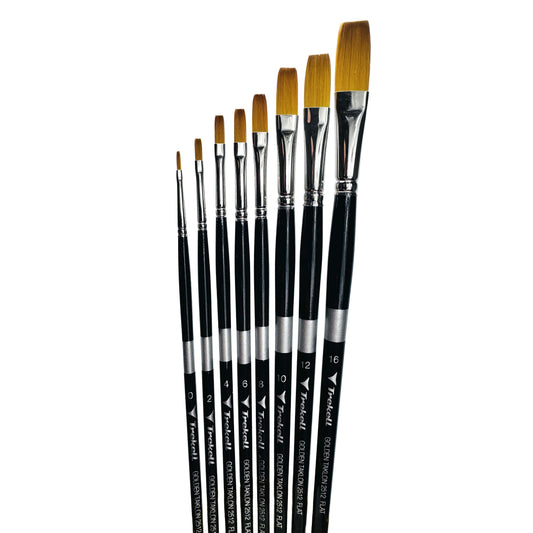 Trekell Golden Taklon Complete Flat Brush Set - Long Handle
