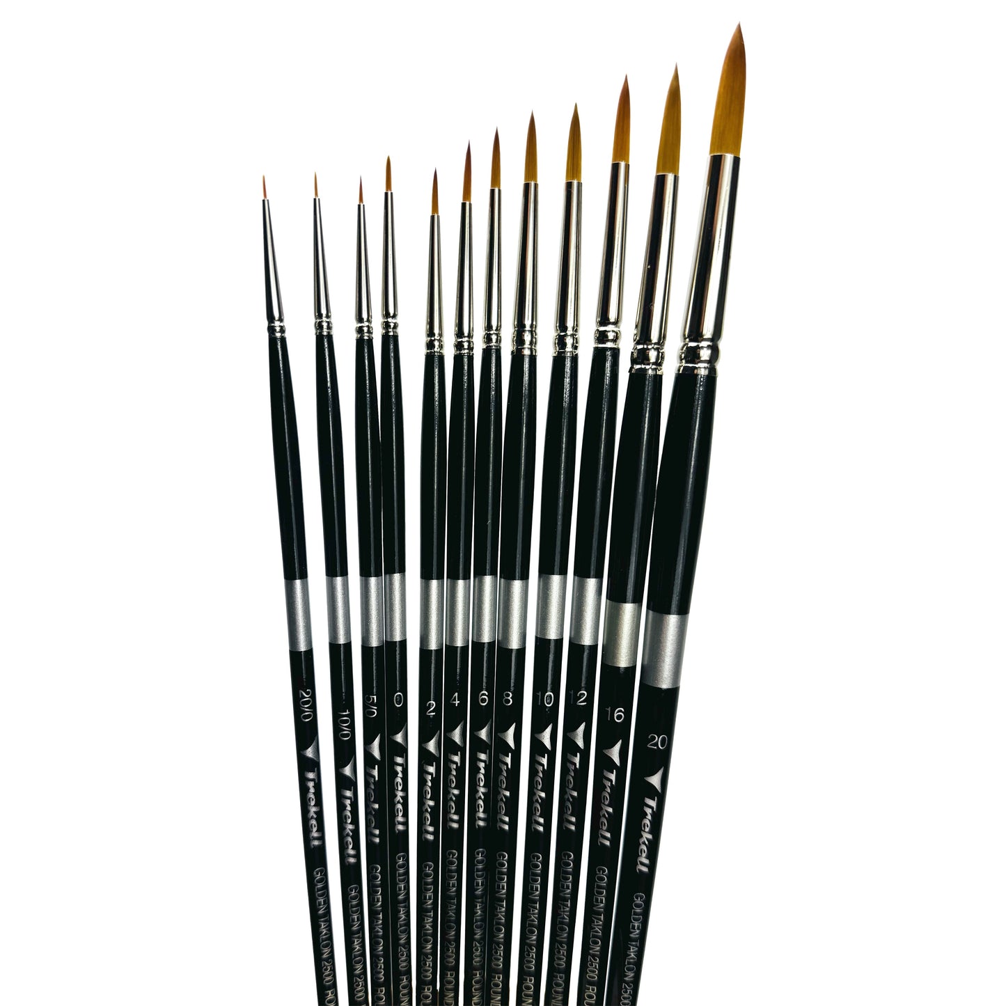 Trekell Golden Taklon Complete Round Brush Set - Long Handle
