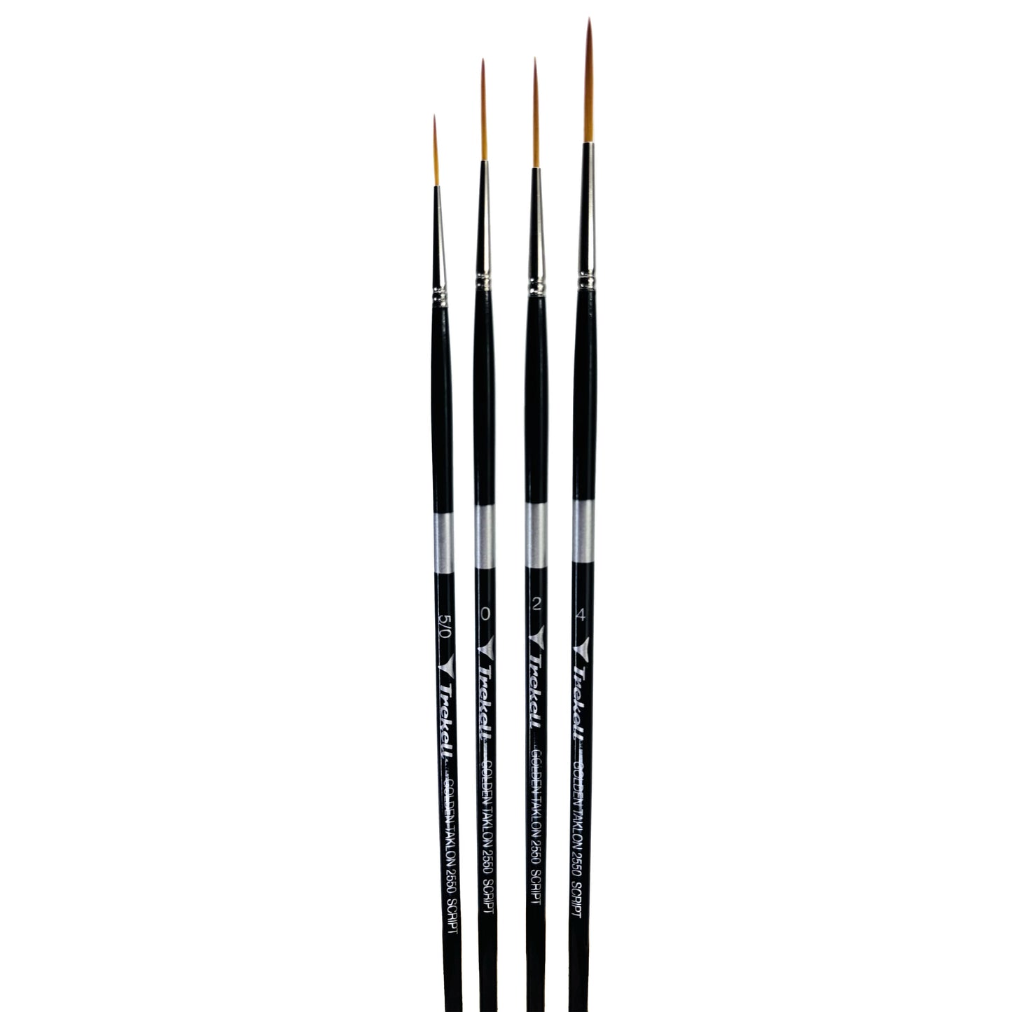 Trekell Golden Taklon Complete Script/Rigger Brush Set - Long Handle