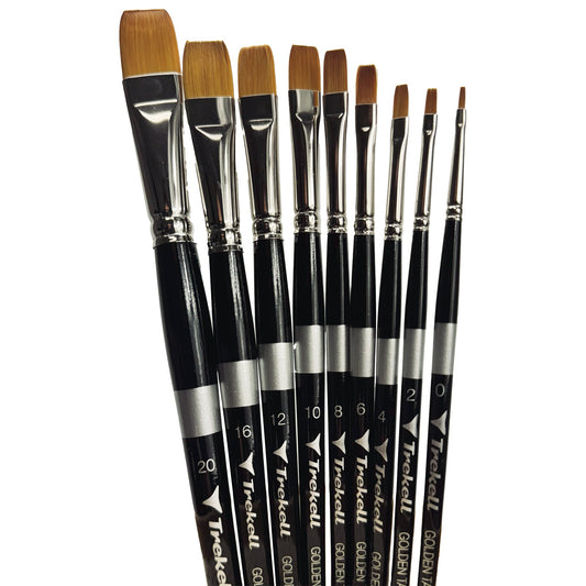 Trekell Golden Taklon Complete Bright Brush Set - Short Handle