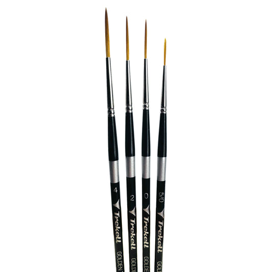 Trekell Golden Taklon Complete Script/Rigger Brush Set - Short Handle