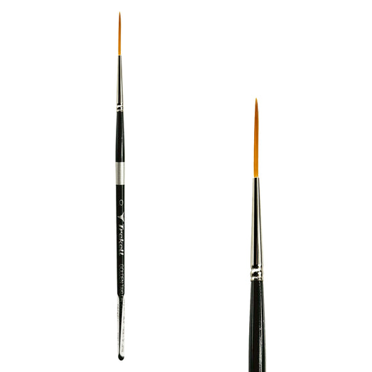 Trekell Golden Taklon #0 Script/Rigger Brush -  Short Handle