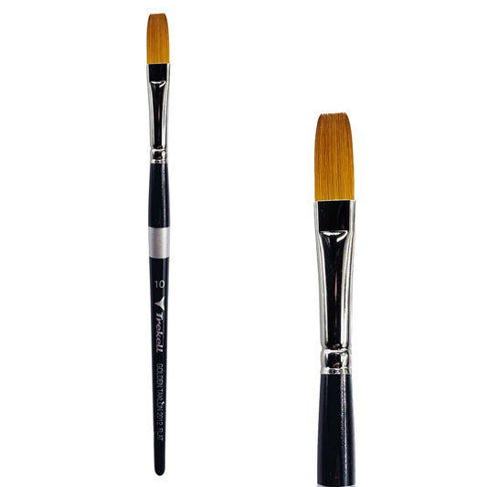 Trekell Golden Taklon #10 Flat Brush -  Short Handle