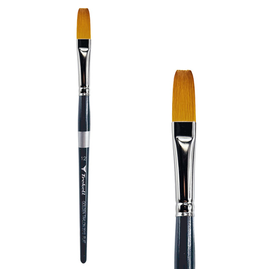 Trekell Golden Taklon #12 Flat Brush -  Short Handle