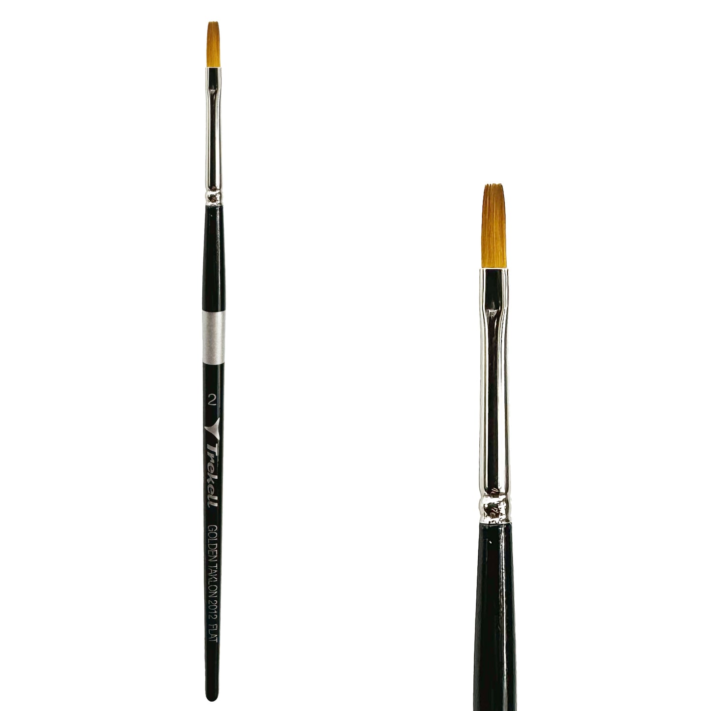 Trekell Golden Taklon #2 Flat Brush -  Short Handle