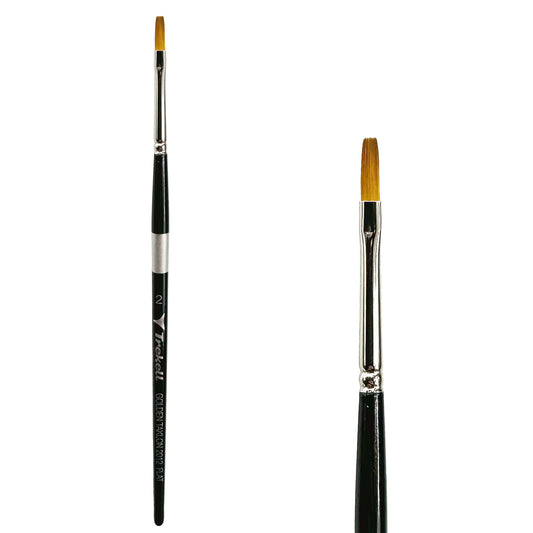 Trekell Golden Taklon #2 Flat Brush -  Short Handle