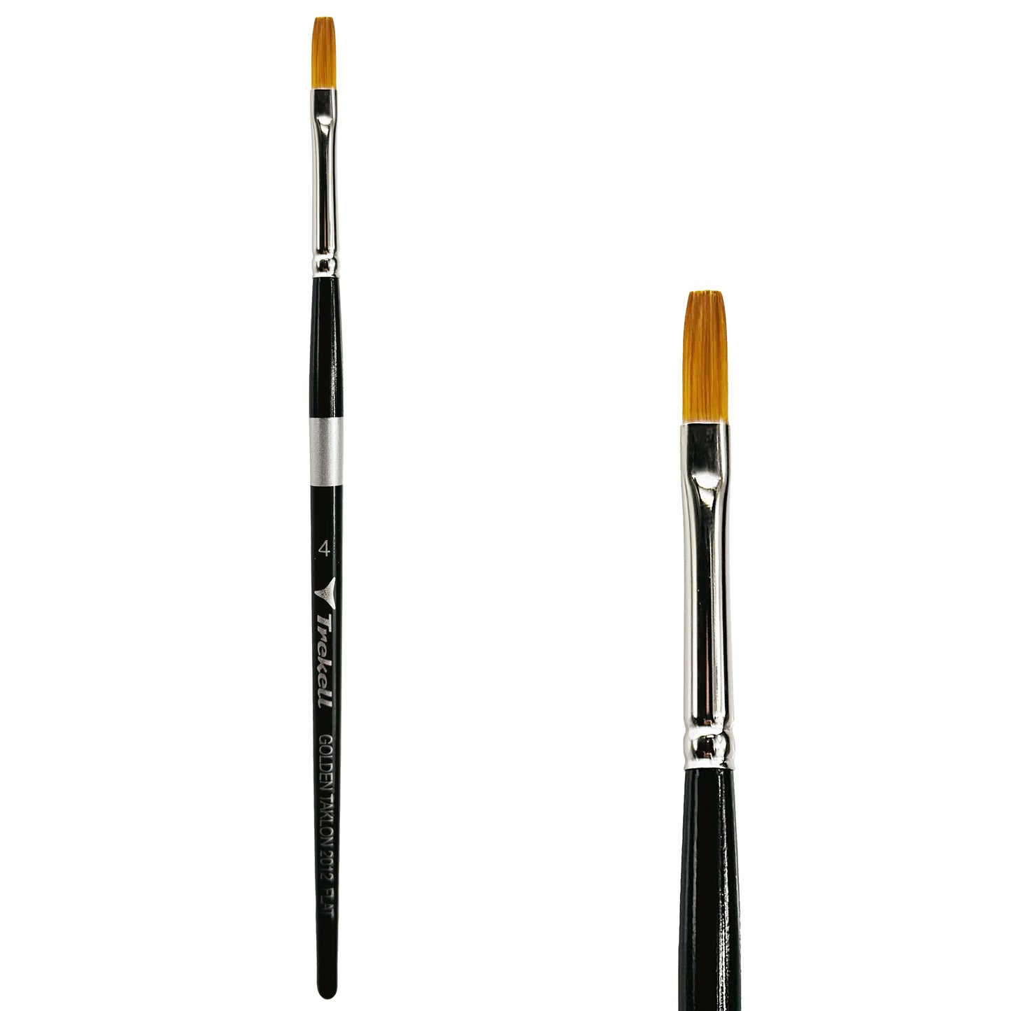 Trekell Golden Taklon #4 Flat Brush -  Short Handle