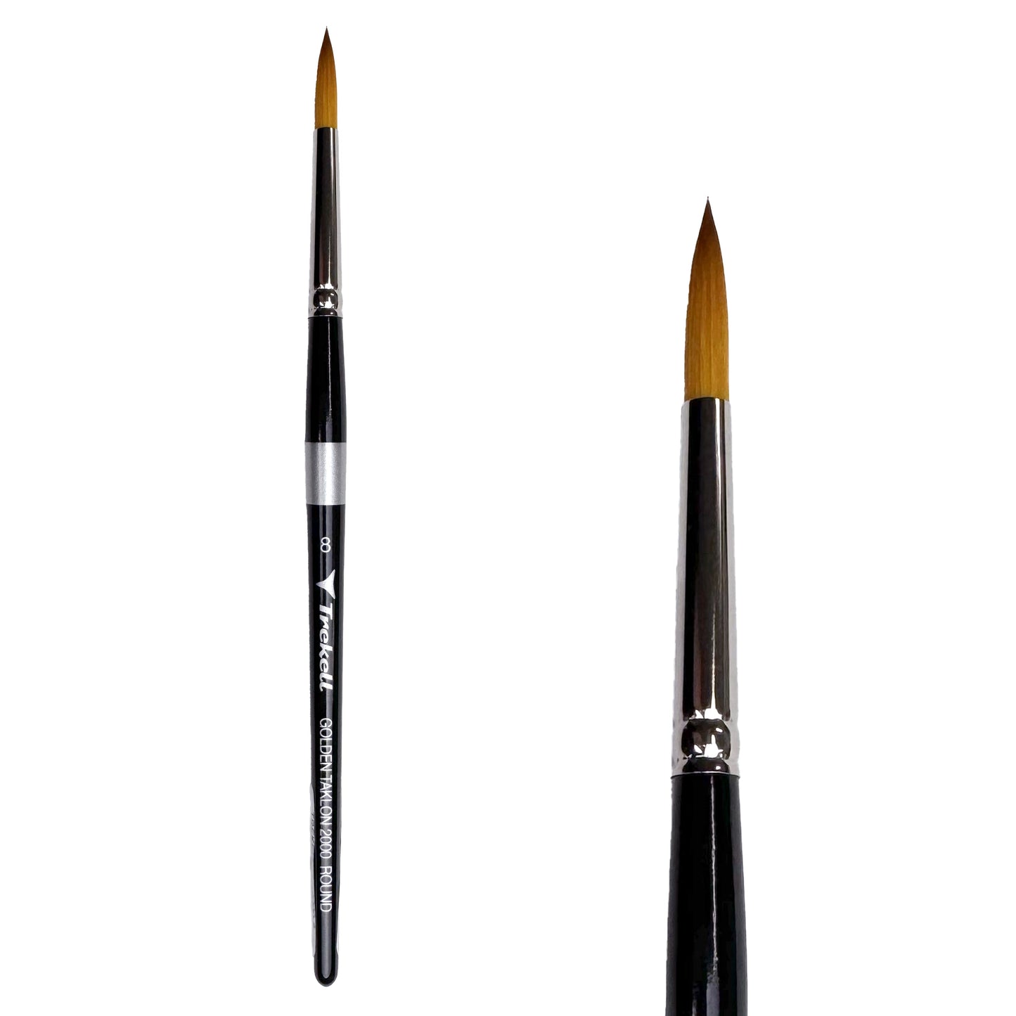 Trekell Golden Taklon #8 Round Brush -  Short Handle