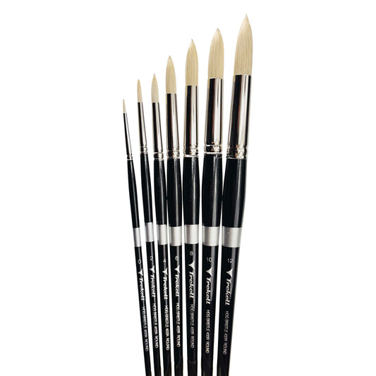 Trekell Hog Bristle Complete Round Brush Set - Long Handle