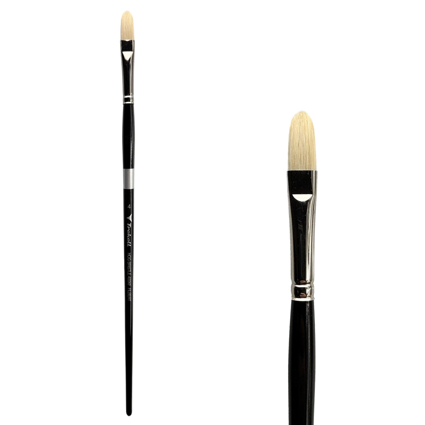Trekell Hog Bristle Long Handle Artist Brush - Size #4 Filbert