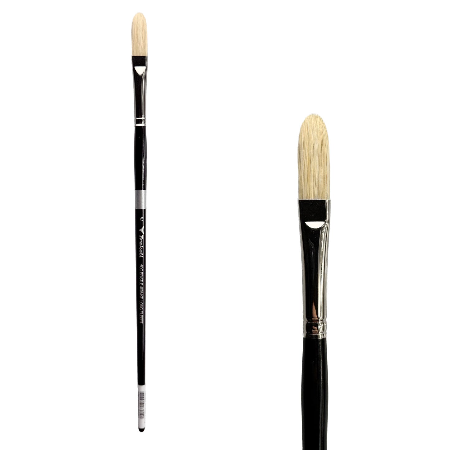 Trekell Hog Bristle Long Handle Artist Brush - Size #6 Long Filbert