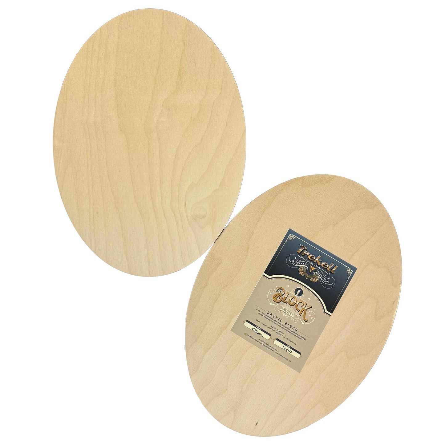 Trekell Unprimed Baltic Birch Oval Panel - 1/2" Thick Oval Wooden Canvas - 10" x14"