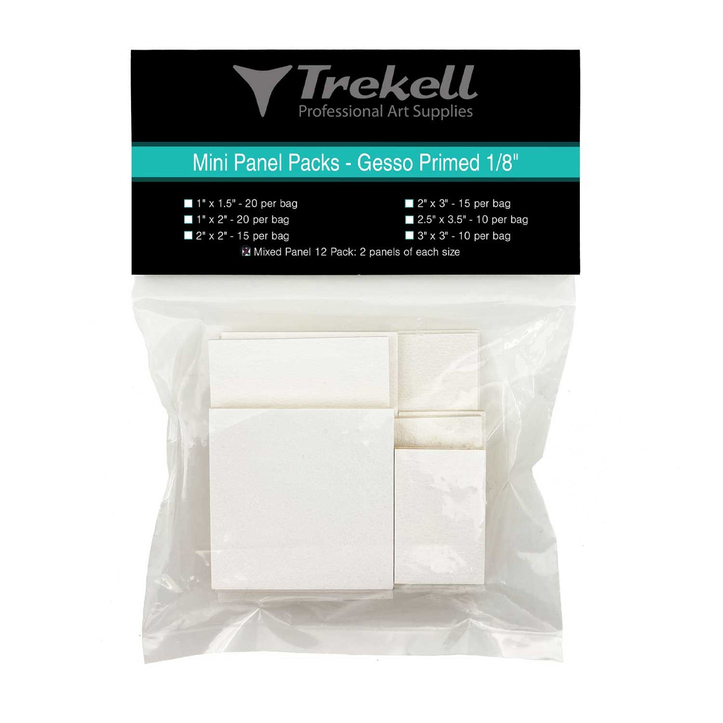 Trekell Mini Panel Packs - Gesso Primed - Size 1" x 1 1/2"