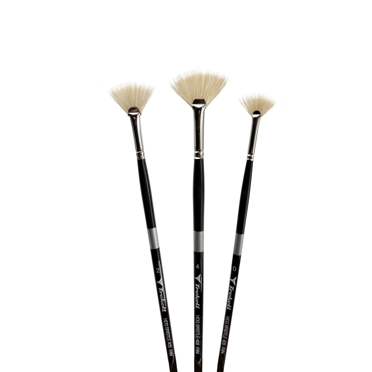 Trekell Hog Bristle Long Handle Artist Brush - Complete Set - Fan