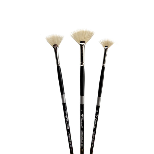 Trekell Hog Bristle Long Handle Artist Brush - Complete Set - Fan